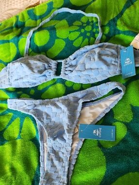 NWT Cupshe Powder Blue Textured Two-Piece Bikini
